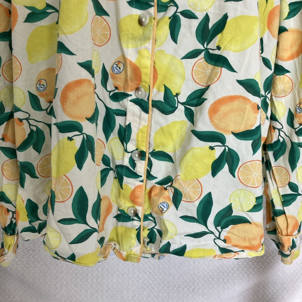Old Navy Women Top XL Tall Citrus Fruit Button Up Lemon Lightweight Summer Vibes - Picture 4 of 10